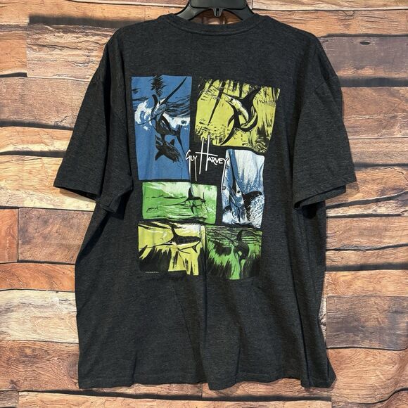 Guy Harvey T-Shirt Men’s 2XL? Gray Deep Sea Fishing SS DS Swordfish Off Shore - Picture 1 of 7